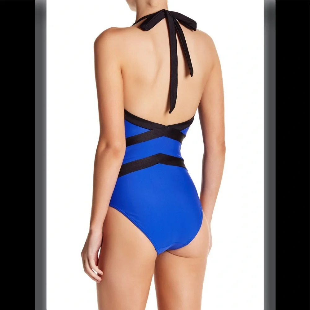 TED BAKER Ralinda Bright Blue Halter Swimsuit US 6